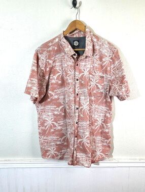Vintage Rip Curl Surf Craft Hawaiian Shirt Mens XL Coral Palm Tree Tropical